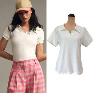 Maeve Scalloped Polo Tee